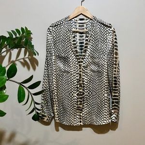 Cynthia Vincent Animal Print Silk Blouse